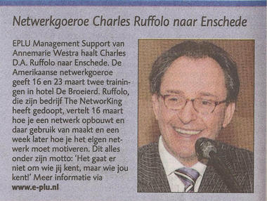 Charles Ruffolo will be presenting in Enschede Charles Ruffolo will be presenting in Enschede