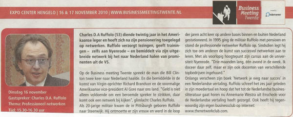 artikel Charles Ruffolo - Business Meeting Twente