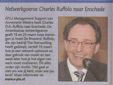 Charles Ruffolo will be presenting in Enschede 